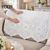 Lace Sofa Cover for Living Room White Armrest Chair Cover, Retro Couch Arm Embroidered Soft Polyester Blend Throw Furniture Protector Back Armchair,