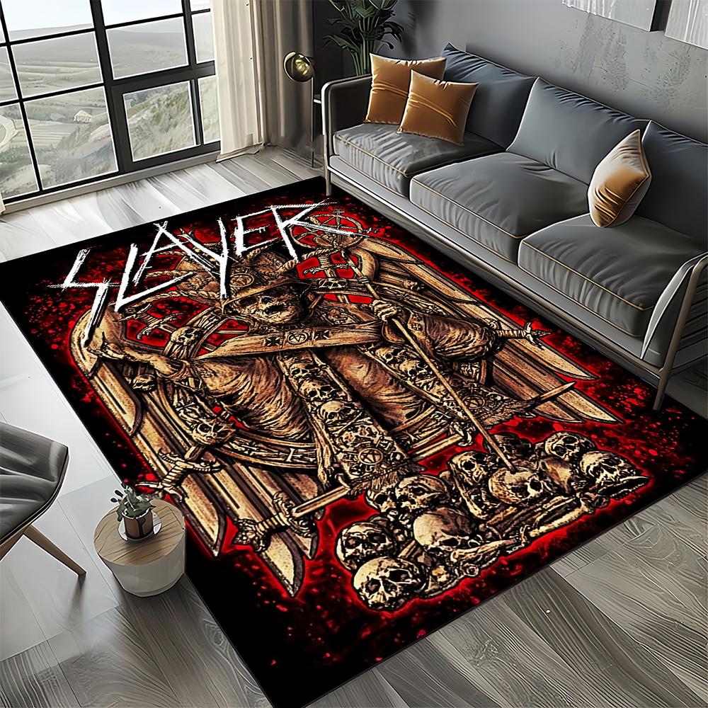 2025 New Style Slayer Heavy Metal Band Sign Carpet Rug for Living Room Bedroom Home Sofa Decoration,Kid Play Non-slip Floor Mat