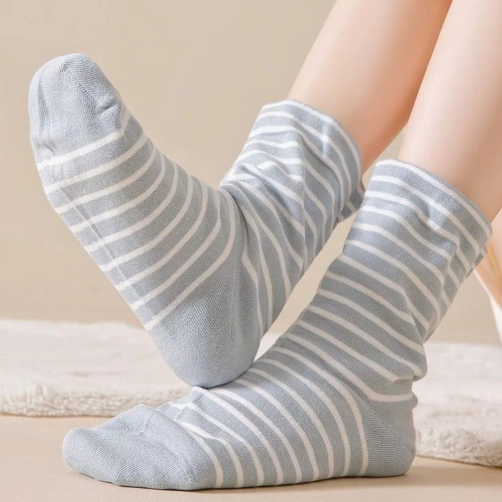 5Pairs Comfortable Striped Socks Colorful Women Tube Socks Korean Style Cotton Socks Sleeping Socks