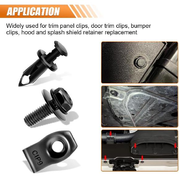 35PCS Engine Under Cover Splash Shield Guard Body Bolts, Body Panel Body Screws, Bumper Fenders Liner Push Retainer Fastener Rivet Clips, U-Nuts Kit