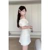 Women's Floral One-Shoulder Suit - 2024 Summer Korean Set: Shirt & High-Waisted Casual Shorts