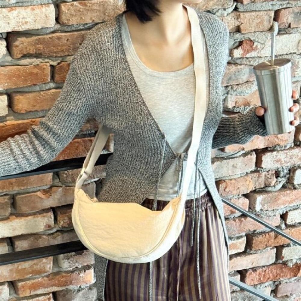 New Arrivals Open Run Women Vivid Color Half Moon Zipper Hobo Crossbody Bag