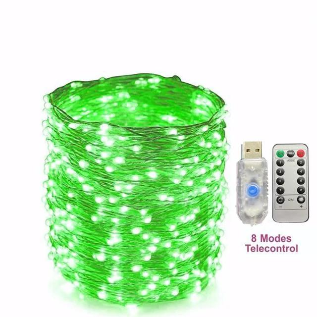 

Remote USB Control Copper Wire Low Voltage Light String 10M20M30M 300Leds 8 Function Christmas Led Copper Wire Light String Telecontrol 8 Modes&30M 300LEDs зелений