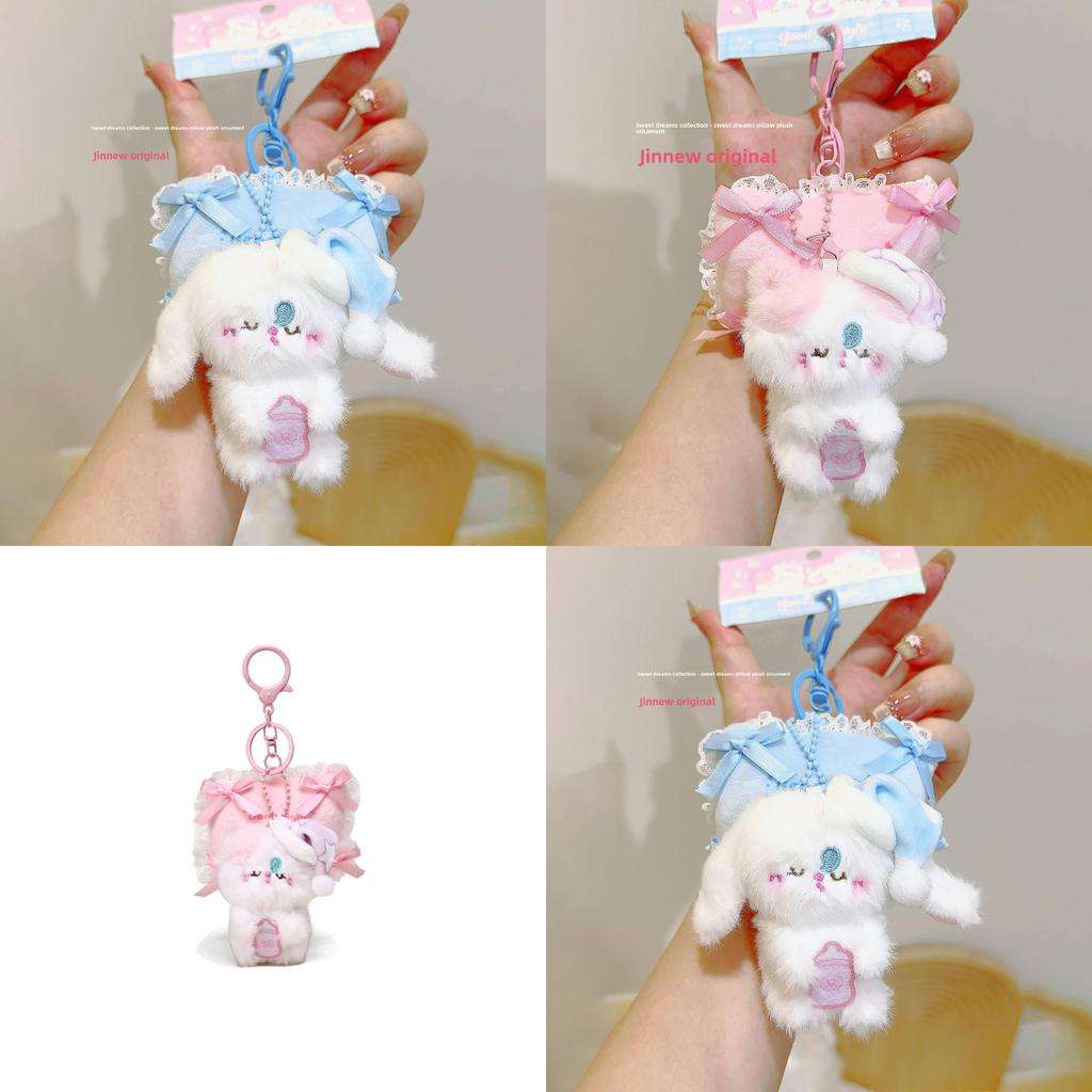 Sleeping Rabbit Cat Plush Pendant With Pillow Design For Kids And Collectors