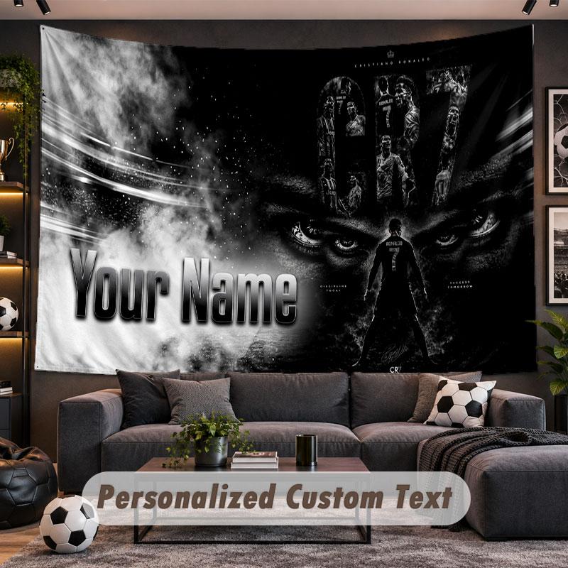 Nástěnná tapiserie Vlastní jméno Vzor Cristiano Ronaldo Personalizovaná tištěná látka Nástěnná dekorace