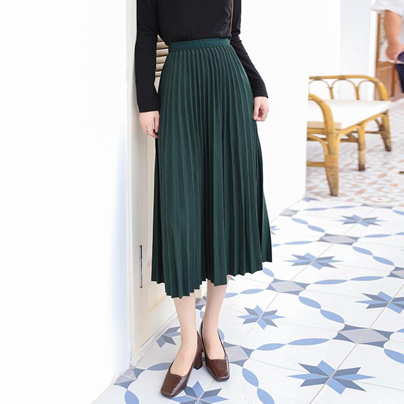 Temperamental Elegant High-Waist Woolen Pleated Skirt - Women's Mid-Length Swing Skirt