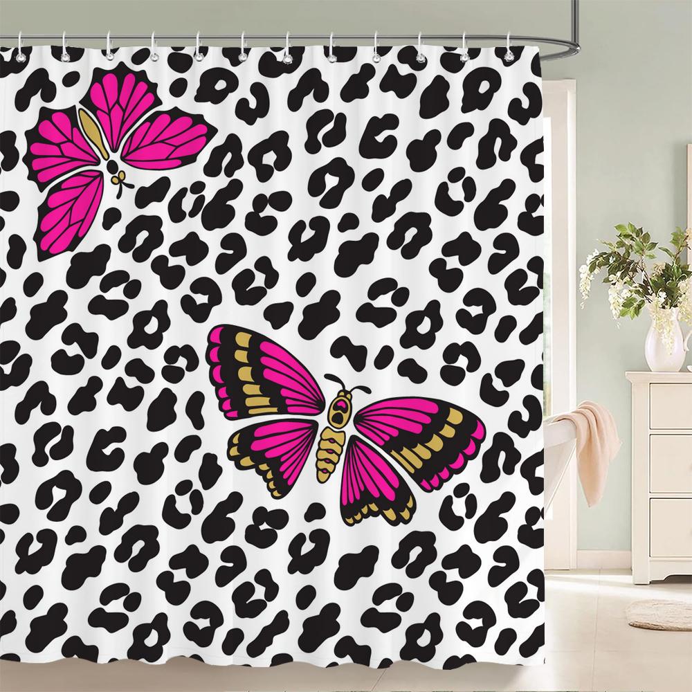Sexy Leopard 3D Duschvorhänge Wasserdichtes Gewebe Geometrische Blume Badezimmervorhang Mit Haken Dekor 180*200cm Badewannen-Bildschirm