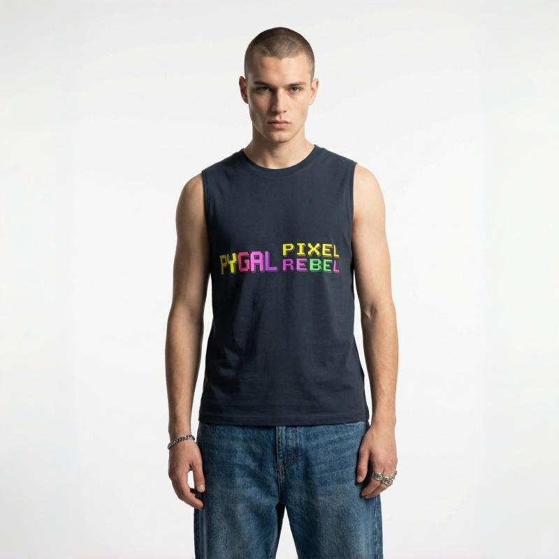 

CHREIFIT Men s 100% Cotton Graphic Tank Top - Loose Fit Breathable Streetwear Vest for Gym, Workout & Casual Fashion 4XL сірий колір