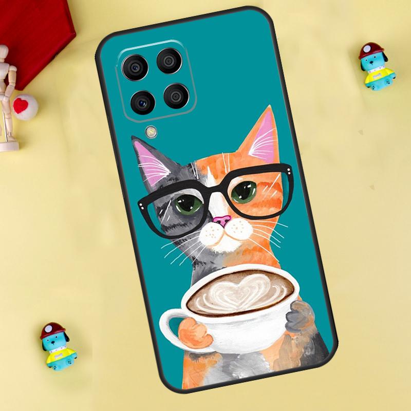 Cute Coffee Milk Cat Case For Samsung Galaxy M33 M15 M55 M31 M13 M12 M14 M06 M16 M36 M56 M53 M32 M52 M35 M34 M54