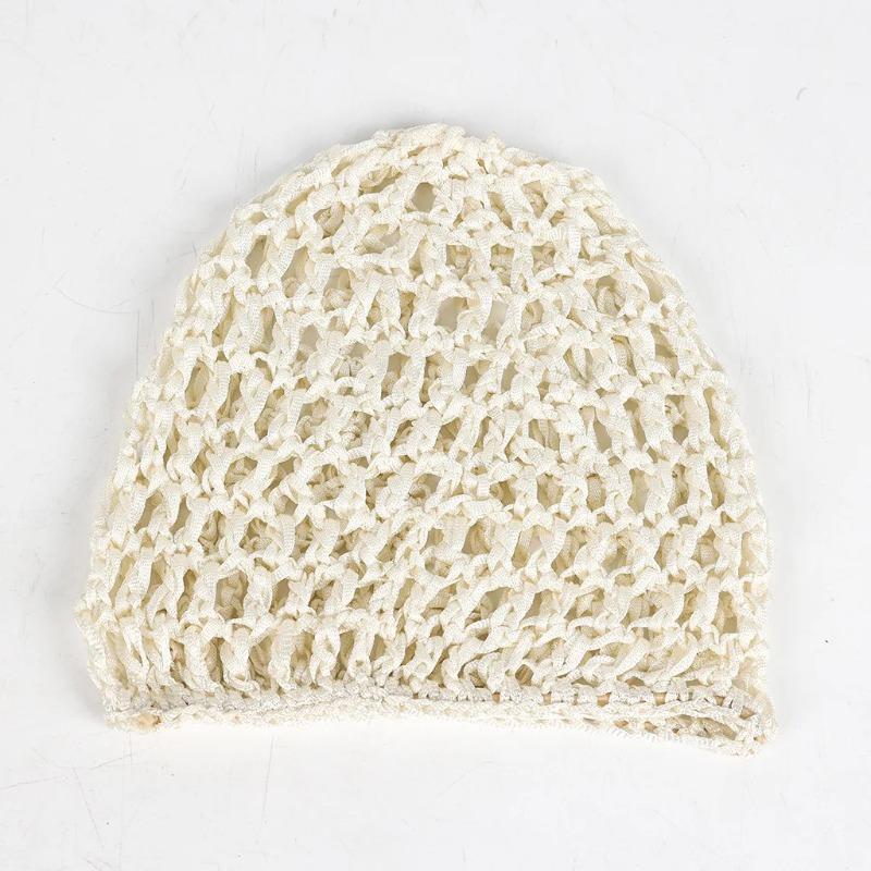 New adult hair cap hollow Baotou cap solid color knitted mesh cap tie hair fishing net turban cap
