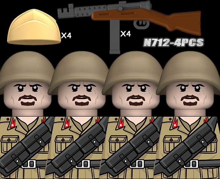 MOC WK2 Italienische Soldaten Figuren Bausteine Italien Armee Infanterie Offizier Waffen Pistole Umhang Helme Panzerkanone Steine Spielzeug