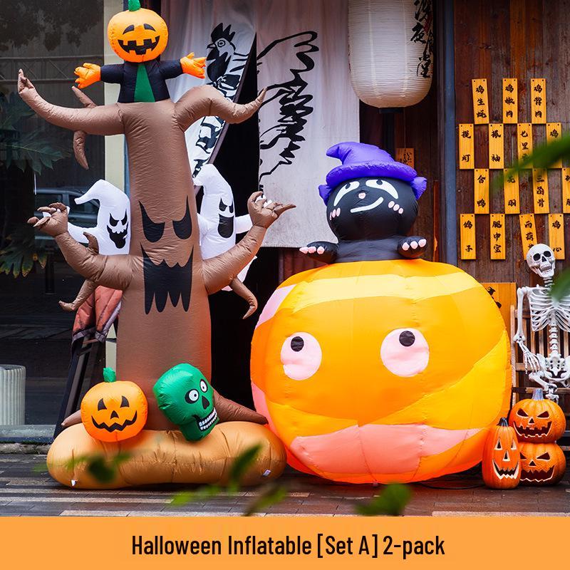 Large Halloween Pumpkin Lantern with Ghost and Spider Décor