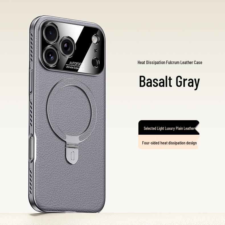 Apple 17 Pro Max Leather Case with Stand, Heat Dissipation, Magnetic Closure, and Lens Protection. 16ProMax