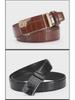 Men's High-End Crocodile Pattern Leather Belt with Alloy Automatic Buckle, Perfect for Business Wear