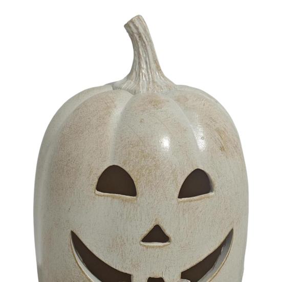 Halloween Gresskarfigur Håndskåret Resin Gresskarstatue Håndlaget Borddekorasjon til Hjem Veranda Inngangsdør Peishylle Romdekor