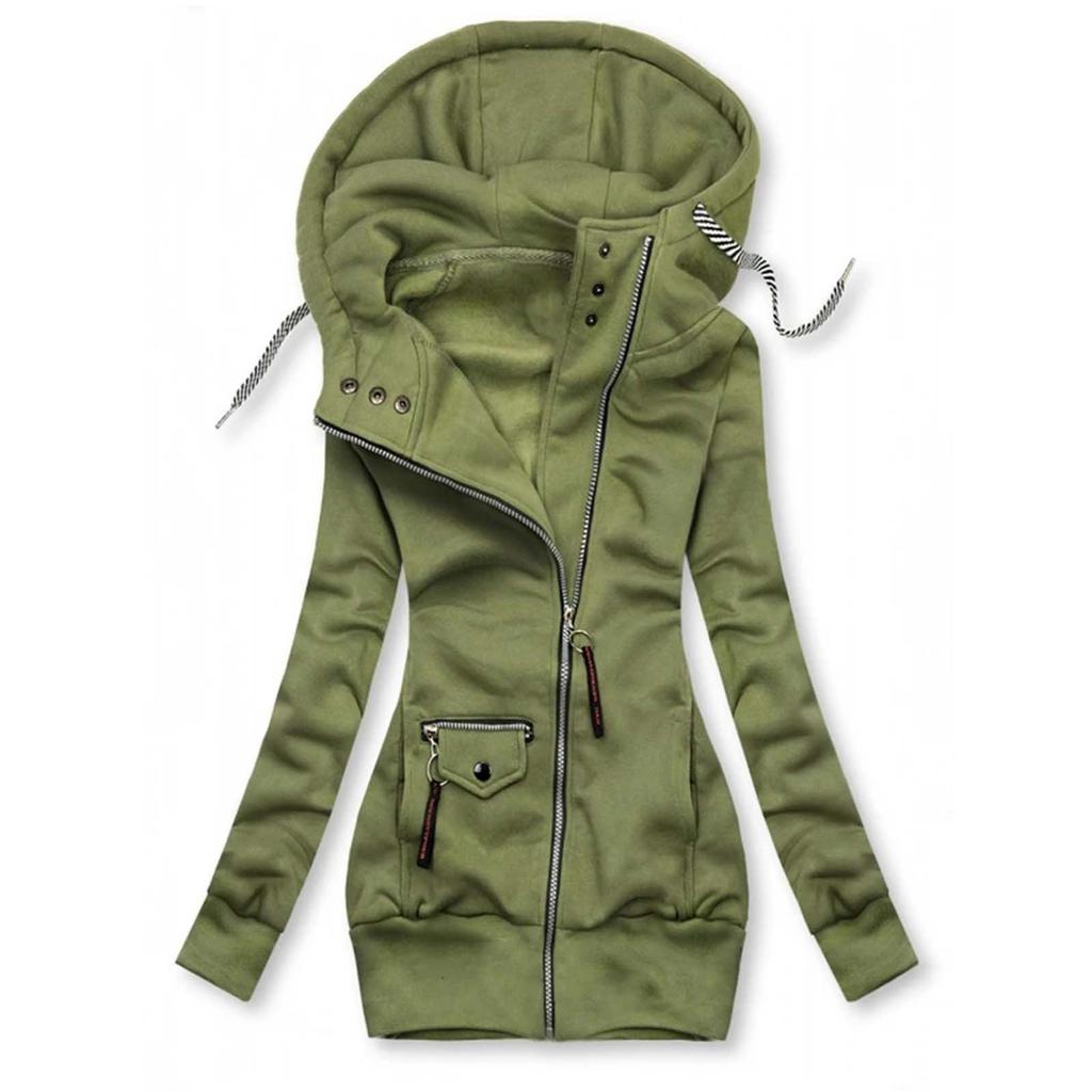 Women's Stitching Drawstring Hooded Slim Fashion Jacket Coat Outwear