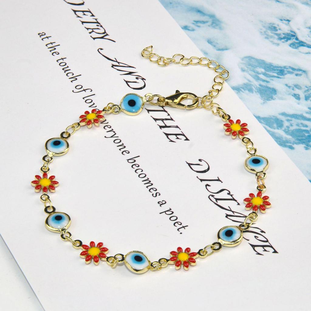 New Drip Colored Flower Bracelet Female Daisy Jewelry Girlfriends Student Fashion Jewelry