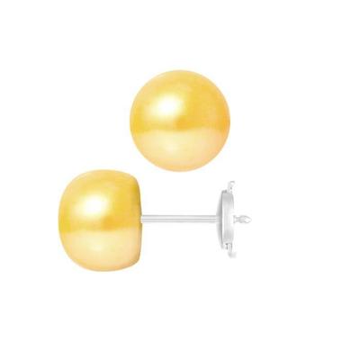 Earrings - - Genuine Freshwater Pearls 9-10 Mm - White Gold - Gold - AAA+