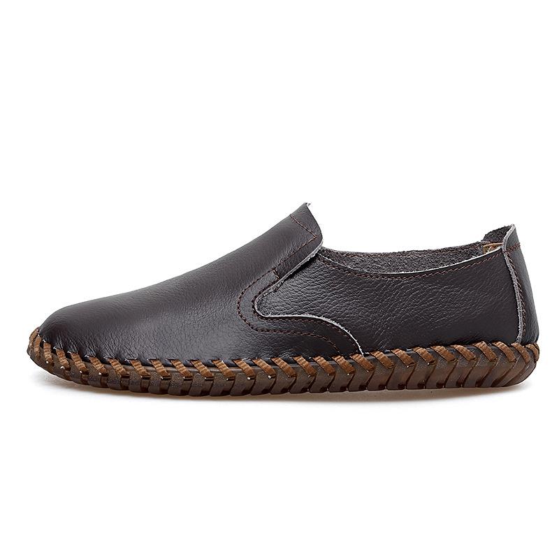 Leather shoes breathable new casual shoes spring flat heel solid color beanie shoes
