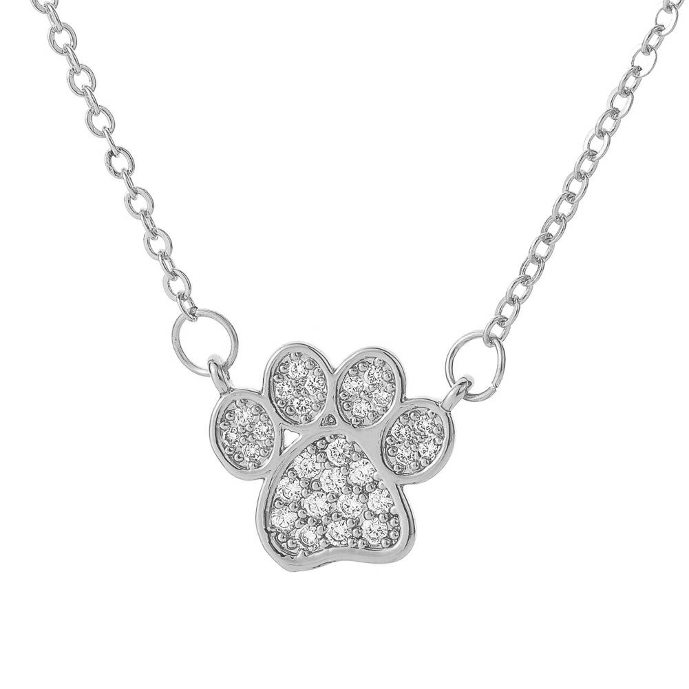 Dog Paw Print Pendant Necklace Women 