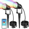 Extra Bright Color Changing Landscape Lighting, 1500LM RGB Outdoor Spot Light for Yard, 15W Remote Control Led Spotlight, IP66 Waterproof Plug In