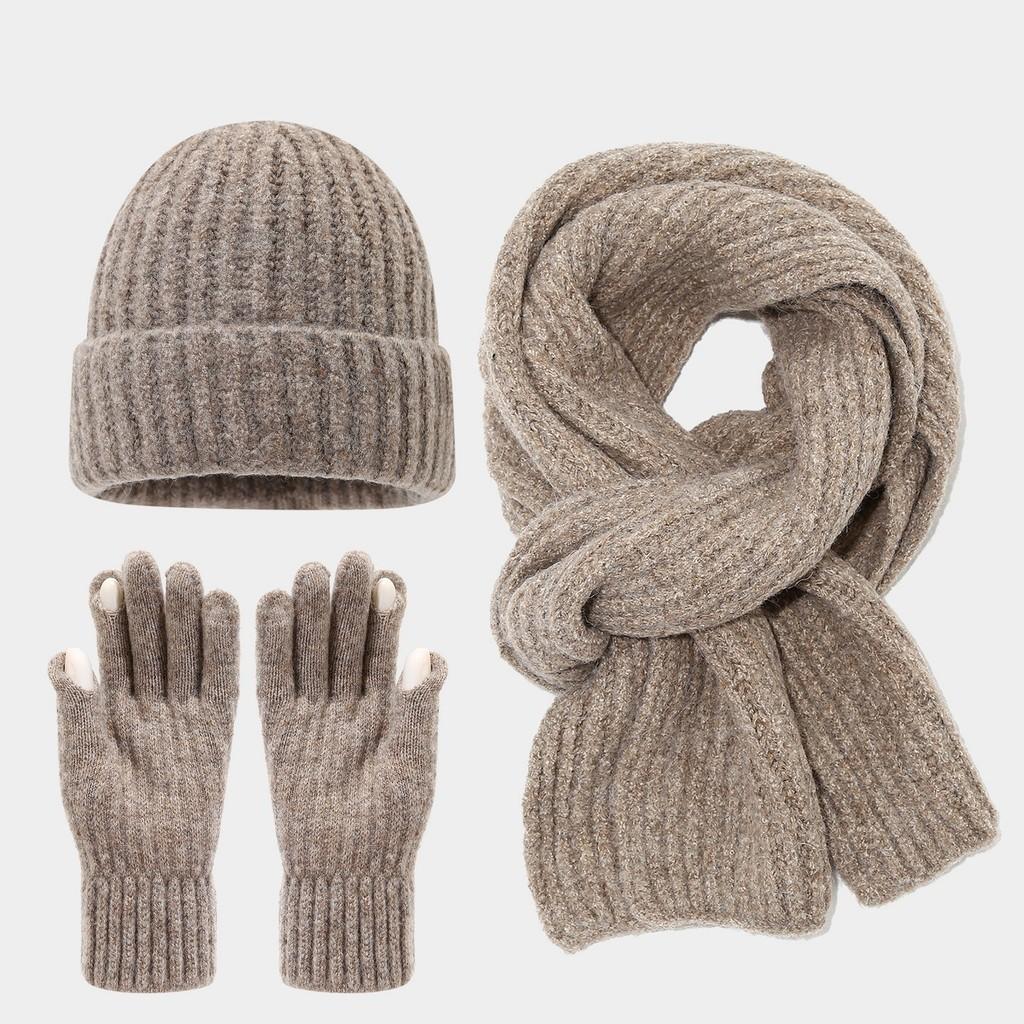 Acryl-Touchscreen-Handschuhe Mützen-Schal-Set Für Winterwärme Und Lässige Mode