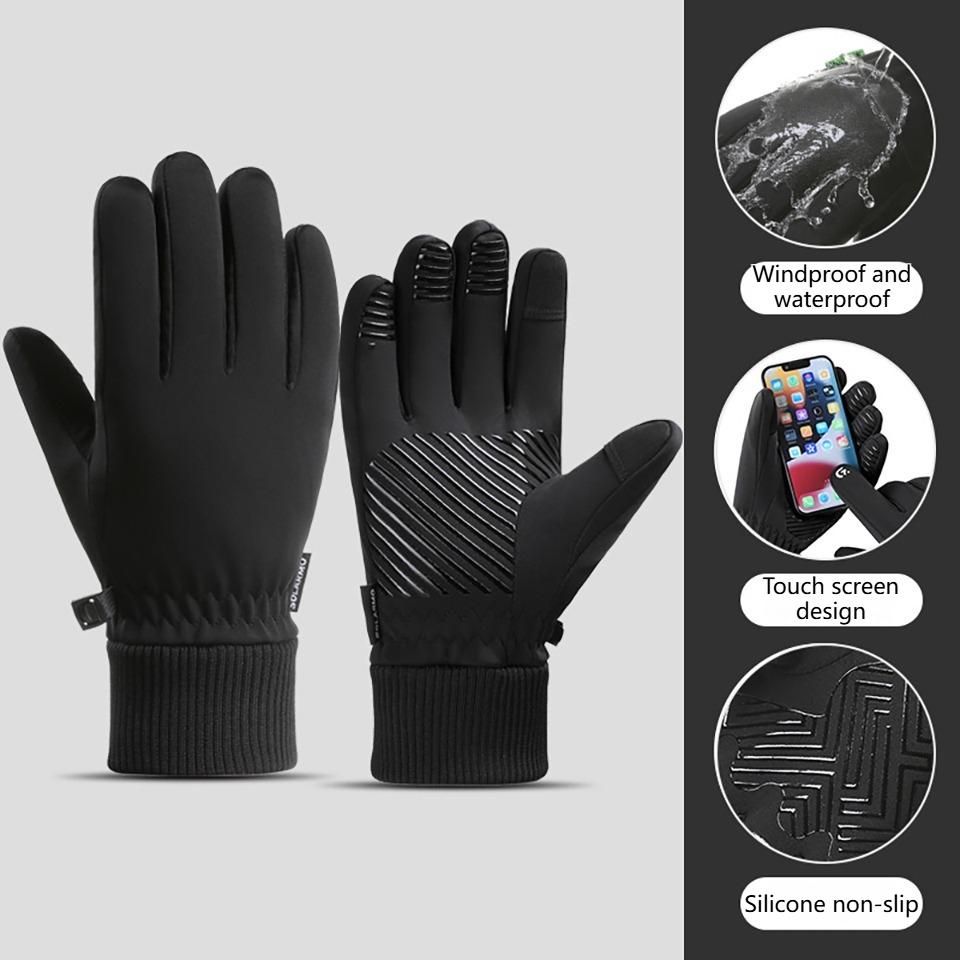 

Loogdeel 1Pair Winter Gloves Full Fingers Waterproof Cycling Outdoor Sports Running Motorcycle Ski Touch Screen Fleece Gloves XL