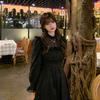 Autumn Gothic Black Lace Dress Women Casual Elegant Party Midi Ruffle Long Sleeve Dress Emo Y2k Goth Clothes