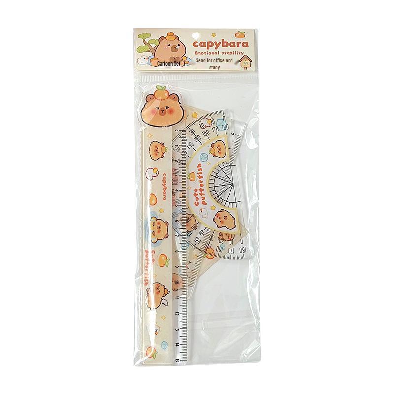 Cute Capybara 4-Piece Stationery Ruler Set - 15cm