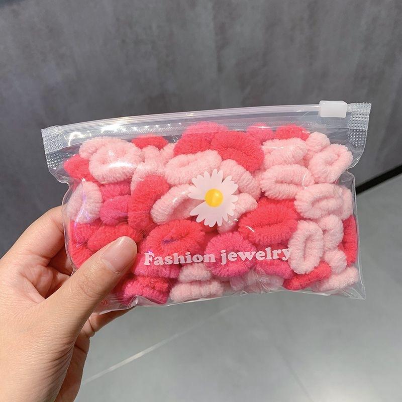 100PCS  Children's Candy Color Seamless High Elastic Headband Hair Loop Flower Small  Band High Hair Accessories.