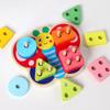 Wooden Stacking Ring Toy - Educational Early Learning, Baby Grasping with Geometric Shape Recognition and Matching Building Blocks