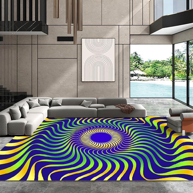 3D Vision Whirlpool Carpet Living Room Sofa Coffee Table Mat Bedroom Full of Foot Mat Home Decor Crystal Velvet Floor Mat