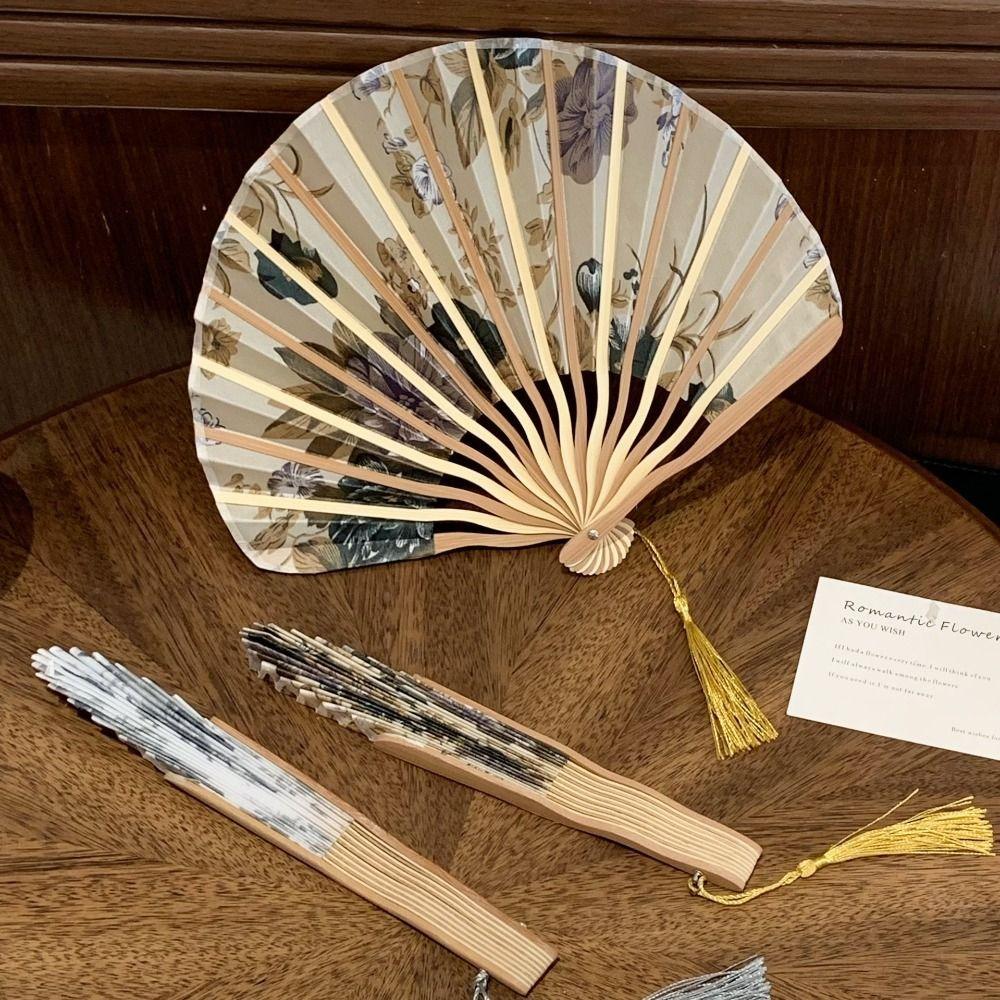 Portable Hand Fold Fan Chinese Style Retro Shell Fan Living Room Cabinet Decor