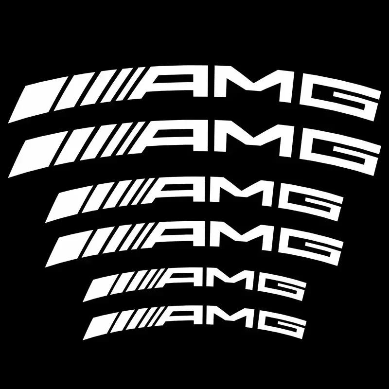 For Mercedes Benz 6pcs Car Styling Car Brake Caliper Stickers For AMG Mercedes Benz W204 W124 W201 W202 W212 W220 W205 GLA CLA Automotive Goods