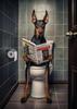 Canvas Print Wall Art for Pet Lovers,for Home Decor  Bedroom,Kitchen,Living Room,Bathroom, Hotel 1pc Playful Dachshund On Toilet