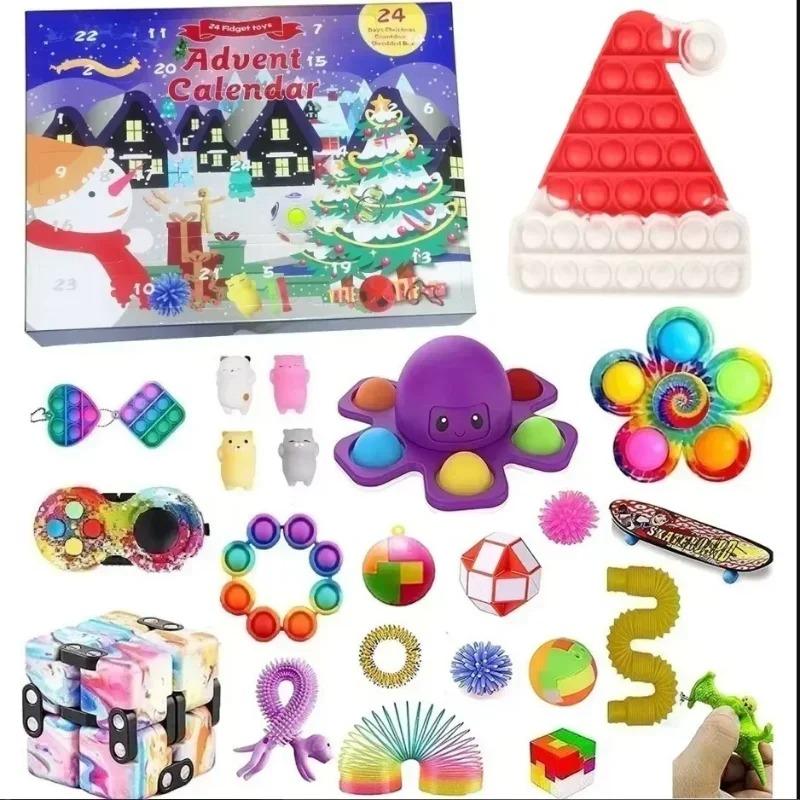 Fidget Advent Calendar 2025, Christmas Advent Calendars Countdown 24 Days, Bubble Toy Surprise Box Sensory Fidget Toy Packs for Girls Teens