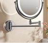 Wall-Mounted Foldable Vanity Mirror with Lights (Double-Sided, Punch-Free Installation) for Bathroom.
