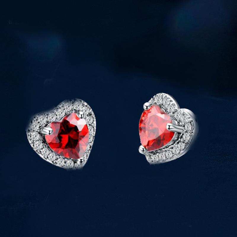 Japanese & Korean Stylish Micro-Inlaid Zircon Heart Earrings for Women