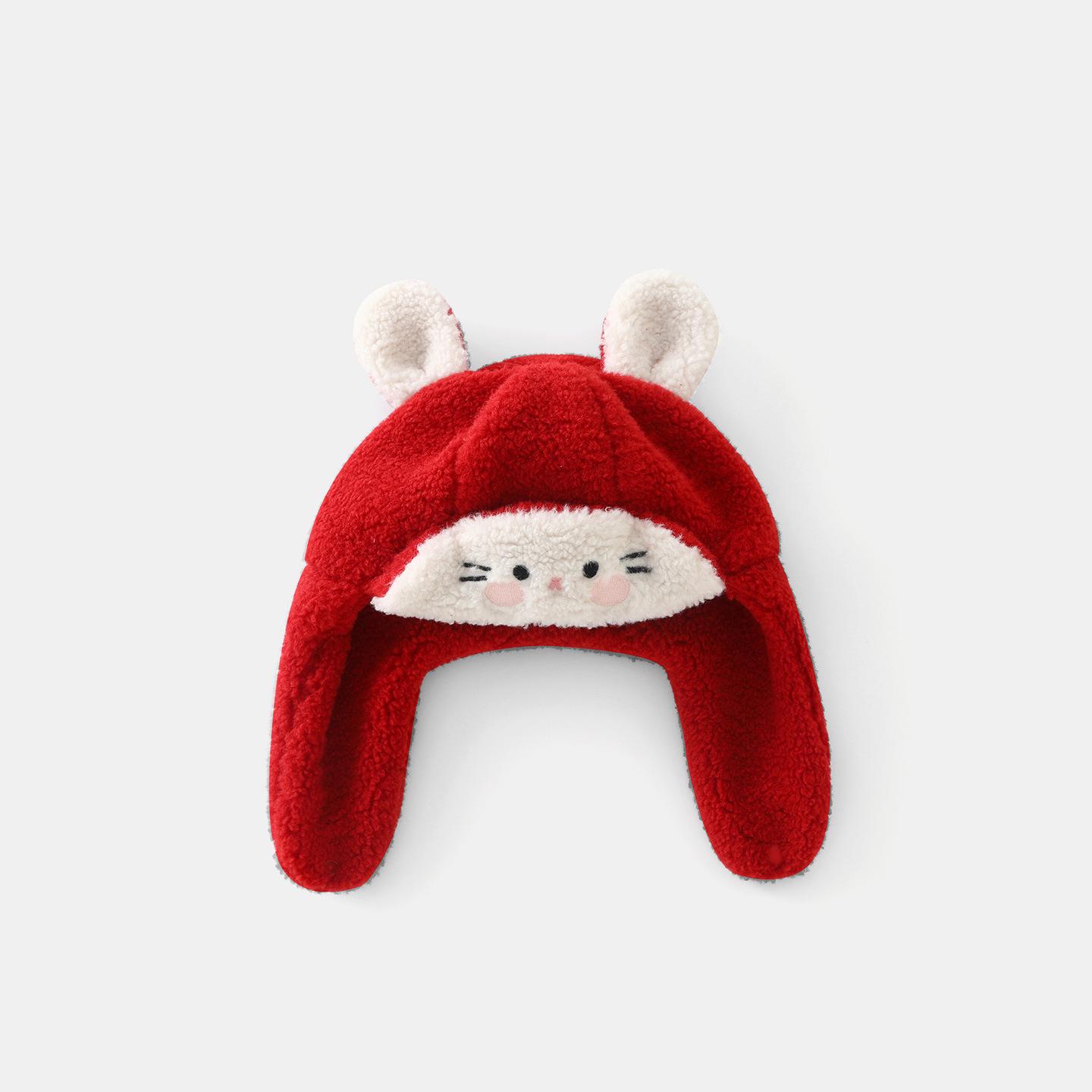 DUUDUU 2025 Red Festive Chinese Style Infant s Warm Windproof Thick Hat Small S (Hat Circumference 47)
