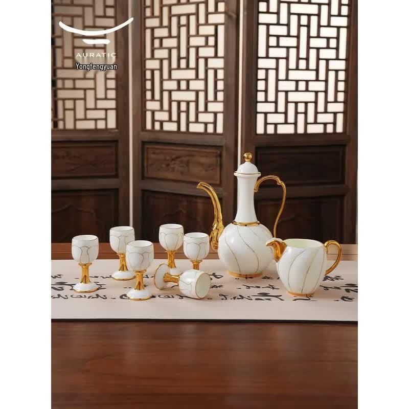 Auratic Prosperous Magnolia Ceramic Wine Set