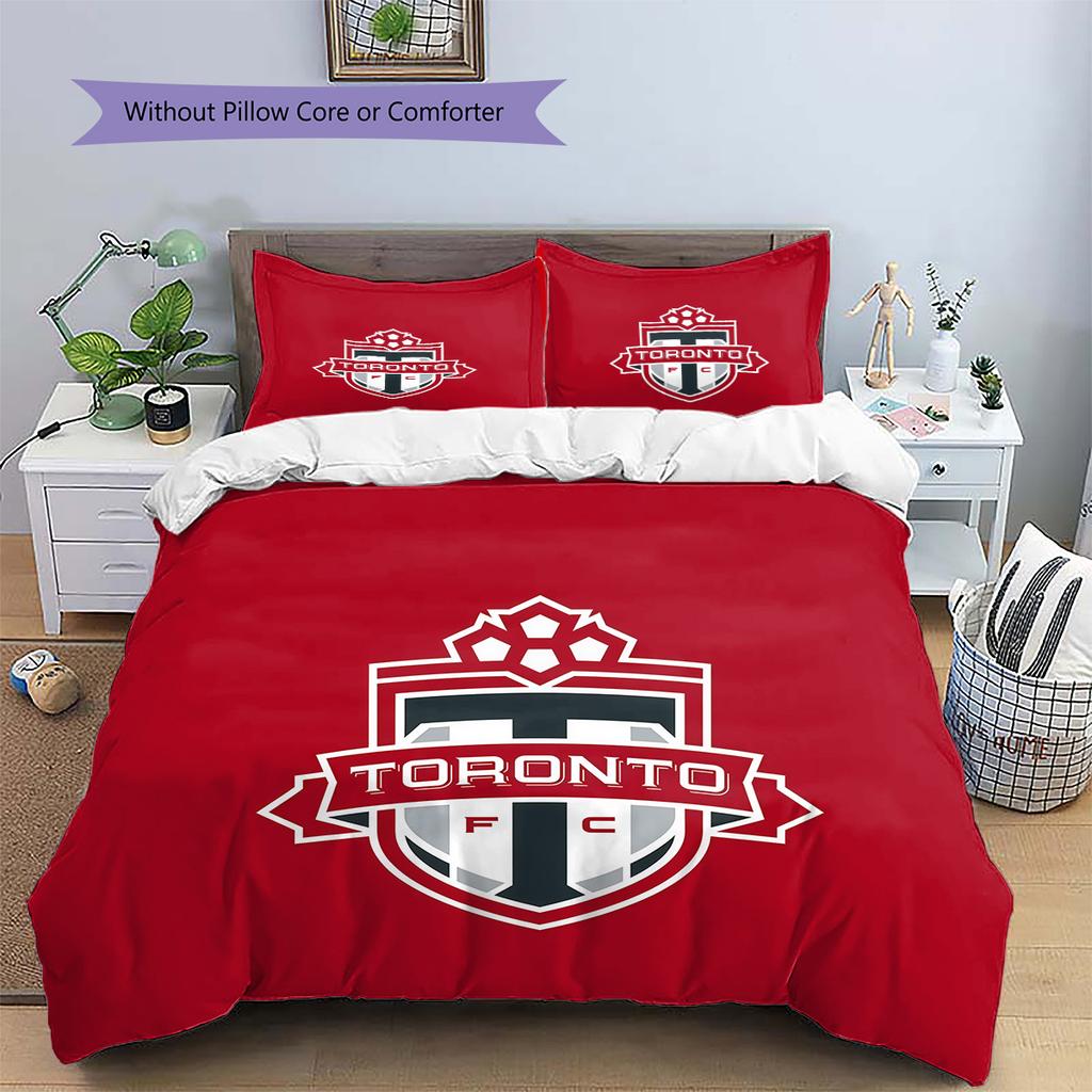 Toronto FC Pattern Bedding Quilt Set Home Decoration Gift (1 * duvet cover + 2 * pillowcase without core)