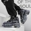 New sub-race bogo heavy metal dark rock locomotive old spike heightened platform boots 561202-J