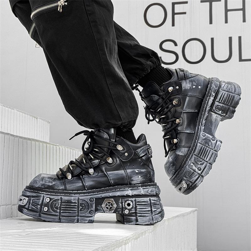 New sub-race bogo heavy metal dark rock locomotive old spike heightened platform boots 561202-J