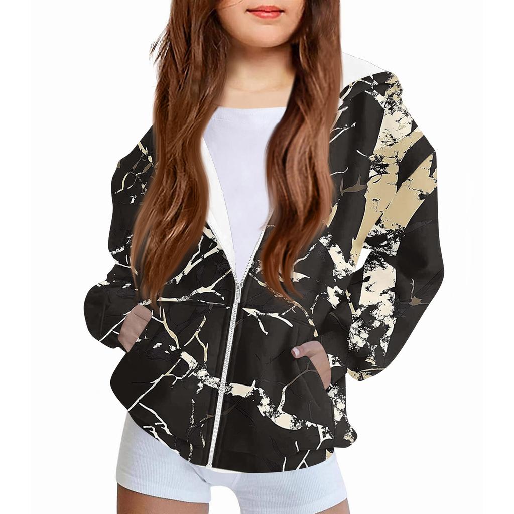 Children's Fashion Christmas Printed Long Sleeved Hooded Sweatshirt Girls' Hoodie Jacket