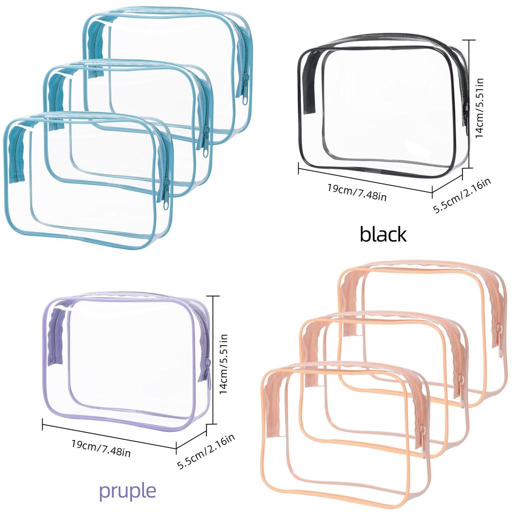 Pvc Transparent Travel Makeup Bag With Multipurpose Storage For Airport Security Screening