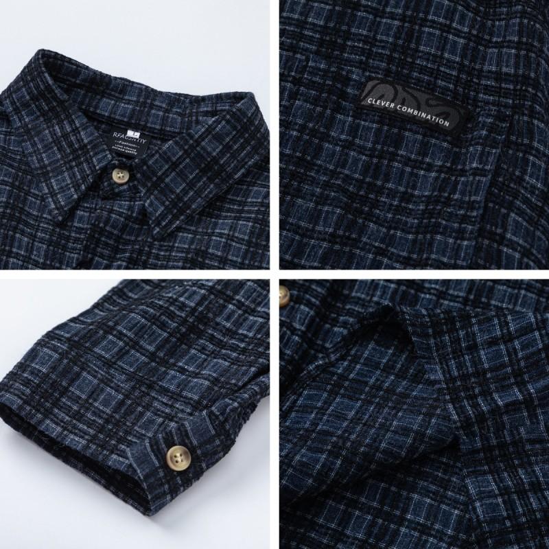 Japanese Vintage Plaid Shirt Loose Fit Long Sleeve Casual Top Couples