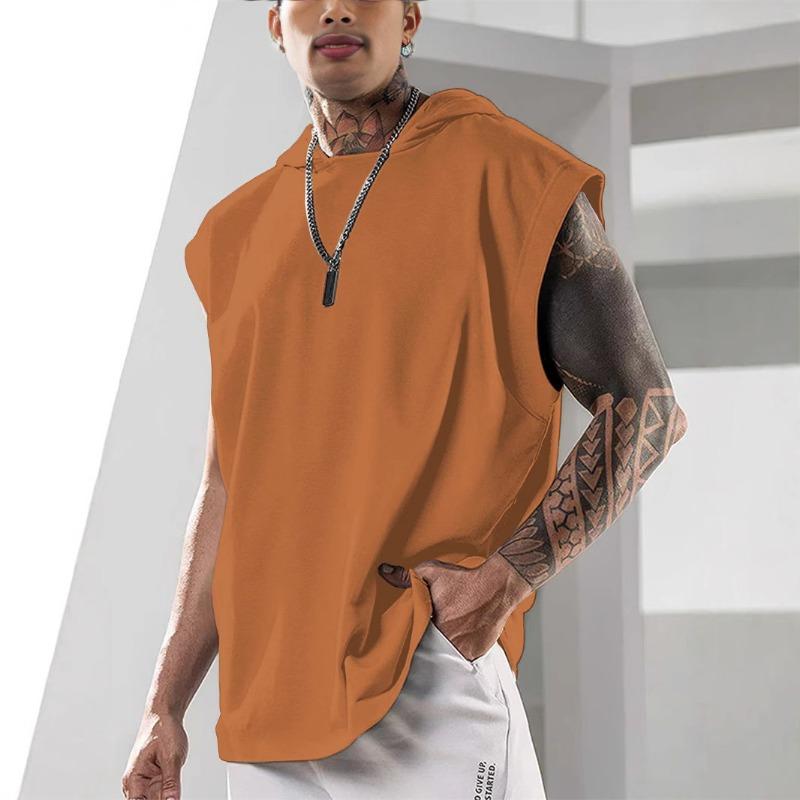 Men Sleeveless Hoodie Muscle Fit Workout Tank Top Casual Gym Sweatshirt