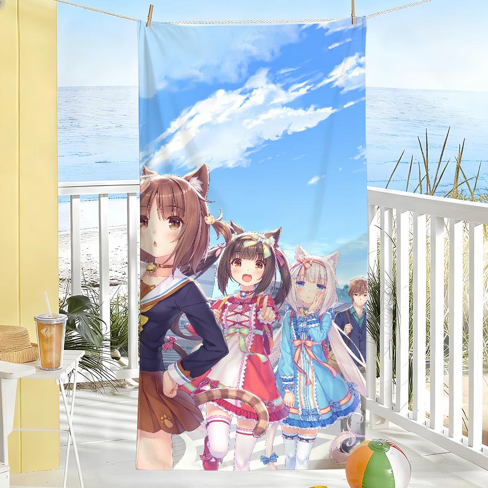 Cartoon Game N-Nekopara Girl Towel Soft Pool Gift For Travel Gym Shower Camping Quick Dry Sports Large Beach Towels