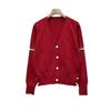European Academy Style V-neck Logo Jacquard Cardigan - Spring Collection