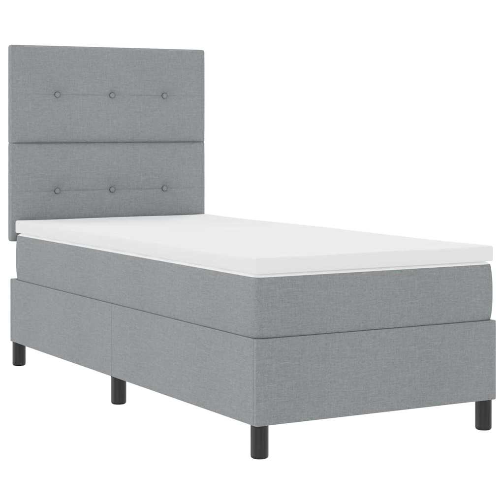Box Spring Bed with Mattress Light Grey 80 X 200 Cm Fabric